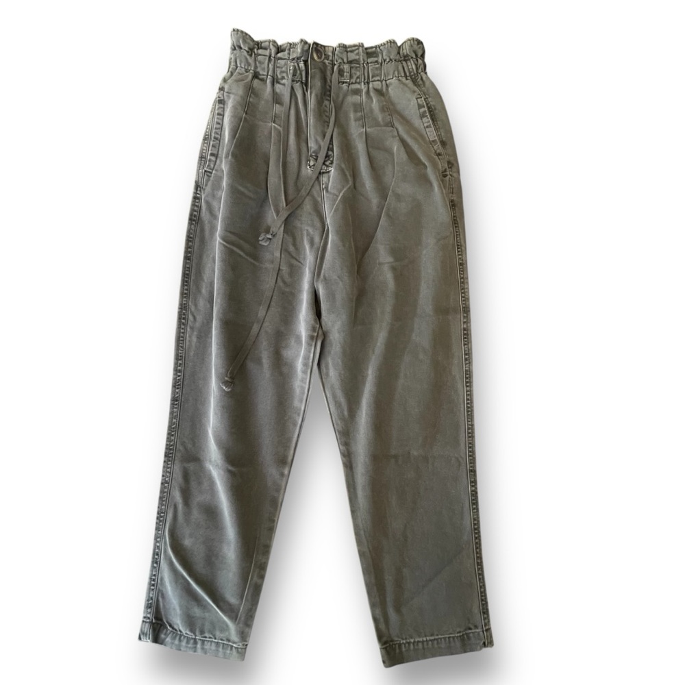 Free People Olive Margate Pleated Paperbag Waist Trouser Women’s Size Small